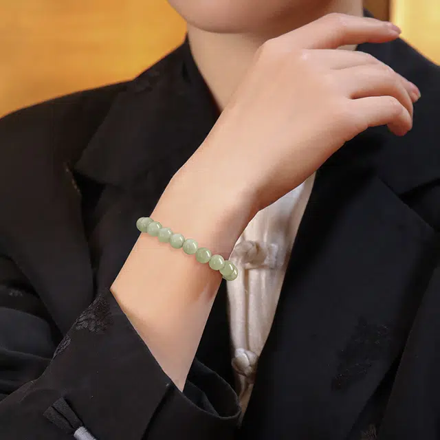 中国黄金 央创时尚 碧落清泉 国潮新中式 复古 小众简约设计古风 和田玉 手串 女款 青玉 礼盒