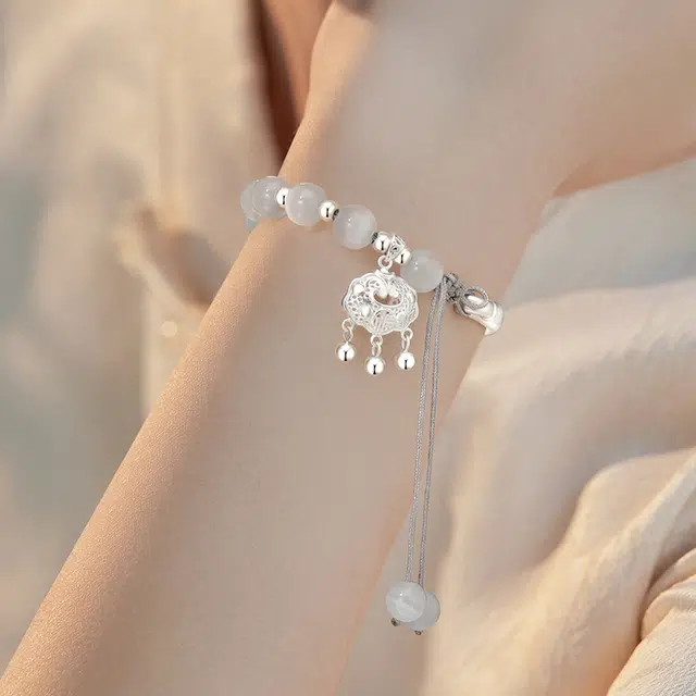 中国黄金 央创时尚 如意平安锁 新中式国潮 小众设计感 古风  琉璃 手链 女款 礼盒