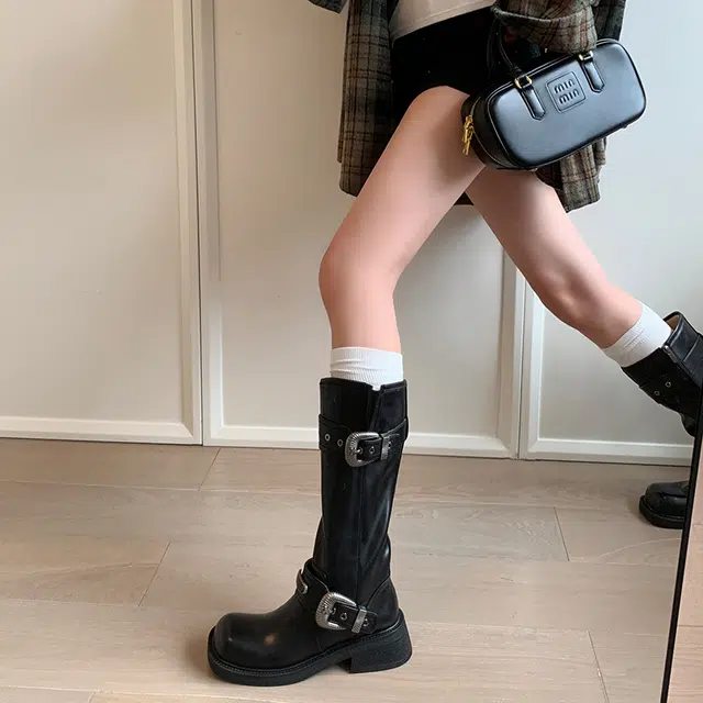 牛皮革 复古简约擦色西部风美爆 高筒靴 女款