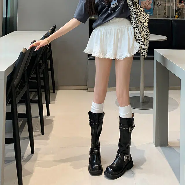 牛皮革 复古简约擦色西部风美爆 高筒靴 女款