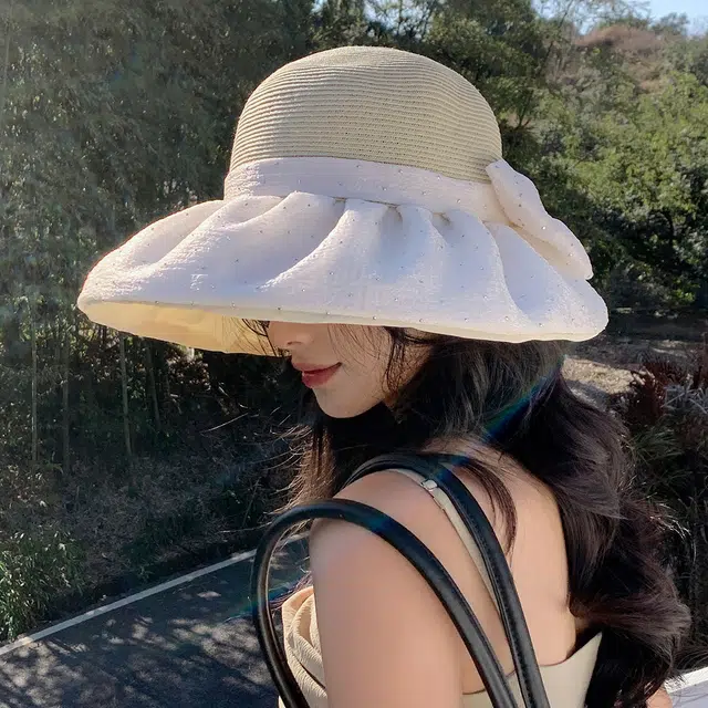上海故事 遮阳太阳登山沙滩檐蝴蝶结 聚酯纤维 防晒帽 女款