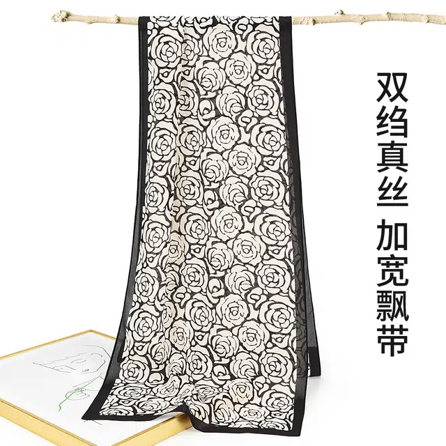 上海故事 江南水乡双绉大飘带 桑蚕丝 丝巾 女款