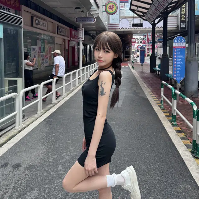 美丽衣橱 纯色修身方领短款无袖连衣裙 女款 黑色