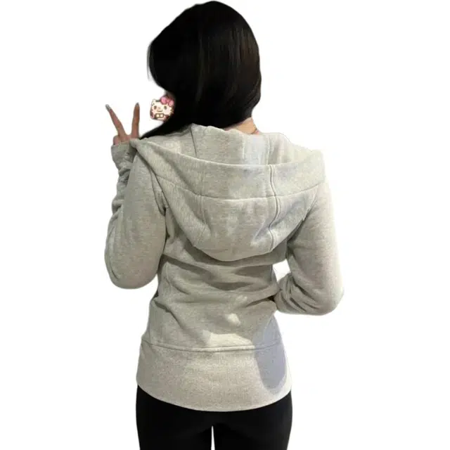 美丽衣橱 美式复古修身外套显瘦纯欲风辣妹连帽瑜伽服卫衣 女款 灰色