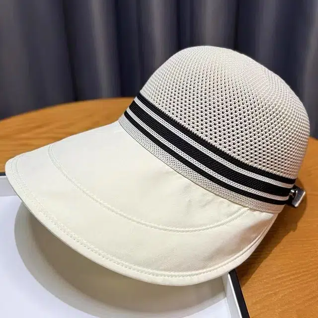 祎步康 夏季帽檐网顶显头小 太阳帽防紫外线户外骑行可折叠发箍冰丝空顶 涤纶 渔夫帽 女款