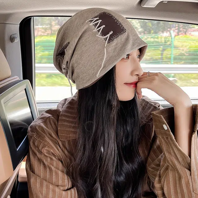 祎步康 堆堆帽薄款日系大头围显脸小包头帽套头帽冷帽潮帽 棉涤 帽子 男女同款情侣款