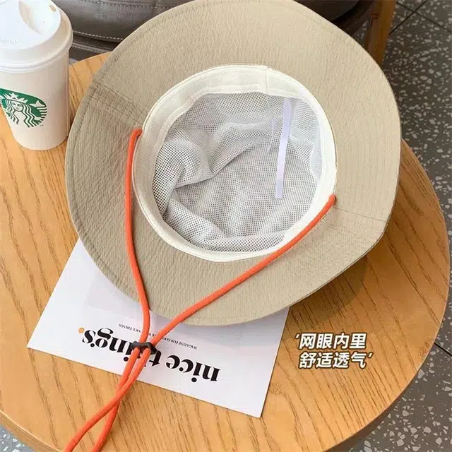 祎步康 日系户外出游露营夏季遮阳防晒帽潮百搭钓鱼宽檐帽子潮 涤纶 渔夫帽 男女同款情侣款