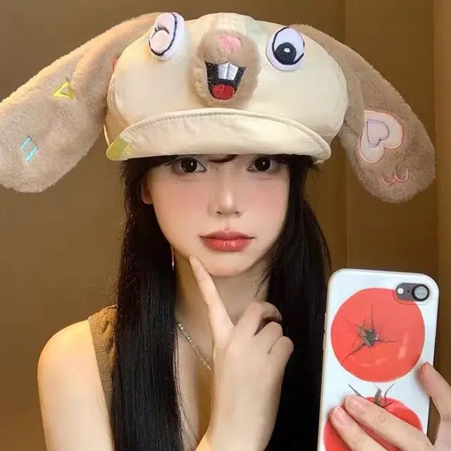 祎步康 卡通可爱小兔子耳朵云朵 棉 贝雷帽 女款