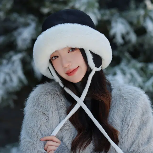 祎步康 韩版保暖防风毛绒护耳显脸小加厚 聚酯纤维 雷锋帽 女款