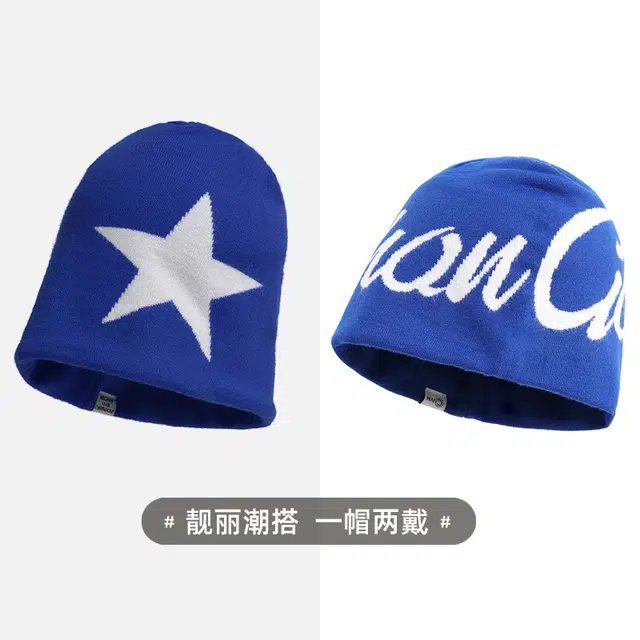 祎步康 美式字母保暖护耳大头围 锦纶 绒线帽 男女同款情侣款