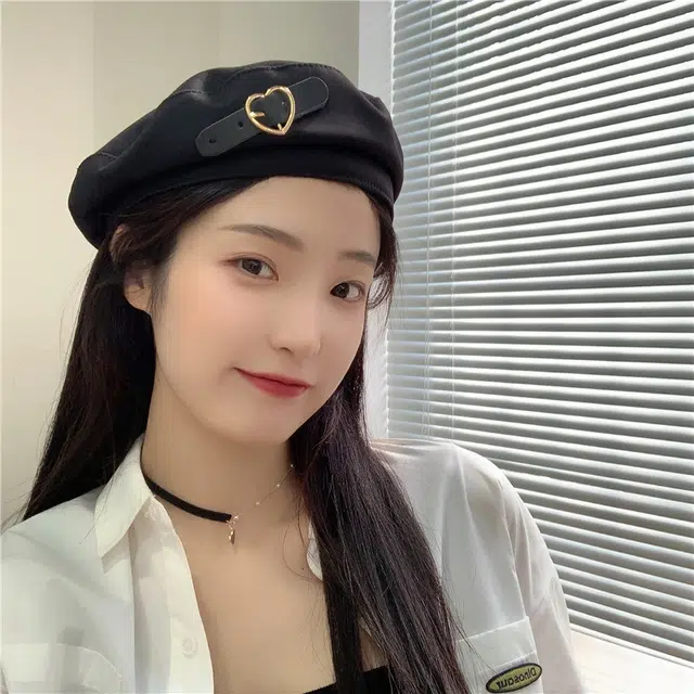 祎步康 【被爱心狙击】甜拽 涤纶 贝雷帽 女款