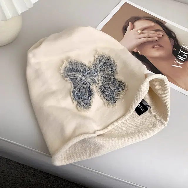 祎步康 韩式小众设计感蝴蝶结刺绣显脸小#好运 涤纶 帽子 女款