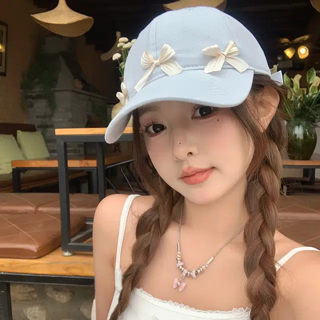 祎步康 【夏季通勤】蝴蝶结棒球帽 百搭休闲百搭宽帽檐防晒显脸小帽子 棉 鸭舌帽 女款