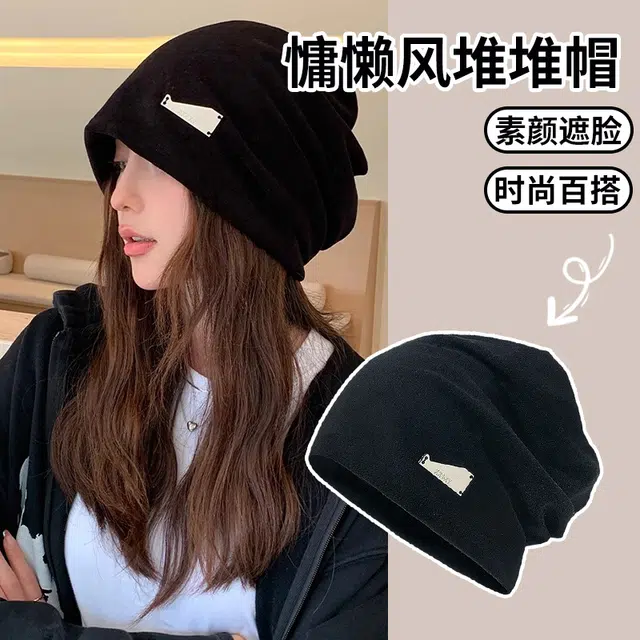 祎步康 美式慵懒风黑色时尚套头大头围 聚酯纤维 帽子 男女同款情侣款