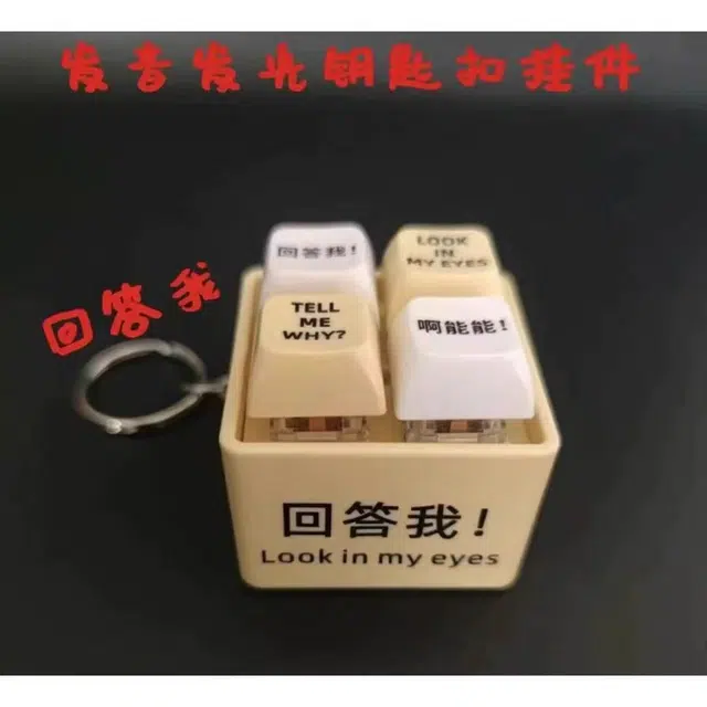 祎步康 回答我创意语录发音发光解压按键语音搞怪钥匙扣 塑料 挂件 男女同款情侣款