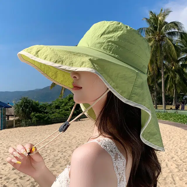 祎步康 夏季户外遮阳帽子 大帽檐披肩护颈速干防水登山钓鱼防晒帽 锦纶 渔夫帽 男女同款情侣款