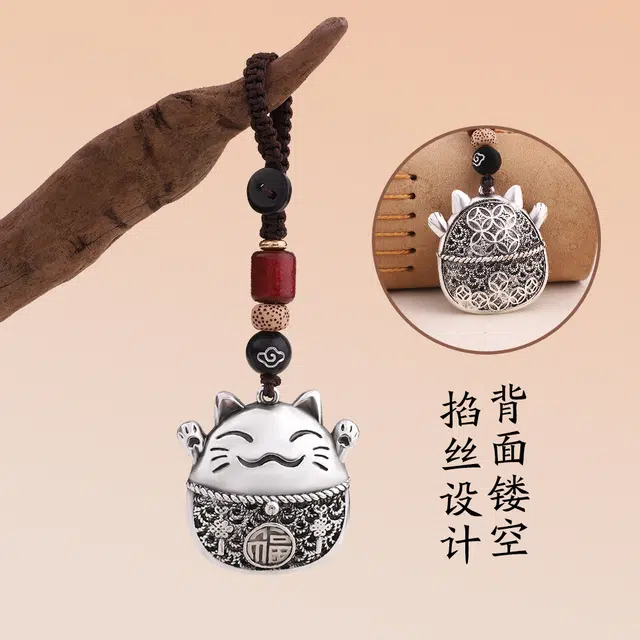 祎步康 招财猫咪可爱个性创意#好运 锌合金 钥匙扣 男女同款情侣款