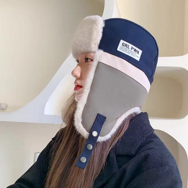 祎步康 加厚保暖百搭护耳帽户外骑行滑雪飞行员帽毛绒 涤纶 雷锋帽 男女同款情侣款