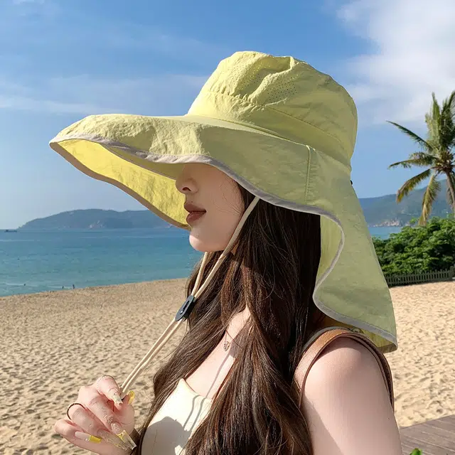 祎步康 夏季户外遮阳帽子 大帽檐披肩护颈速干防水登山钓鱼防晒帽 锦纶 渔夫帽 男女同款情侣款