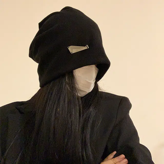 祎步康 美式慵懒风黑色时尚套头大头围 聚酯纤维 帽子 男女同款情侣款