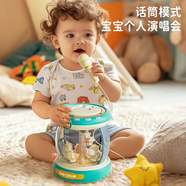 古欧 手拍鼓 旋转木马 音乐 可充电 礼盒装 智能玩具