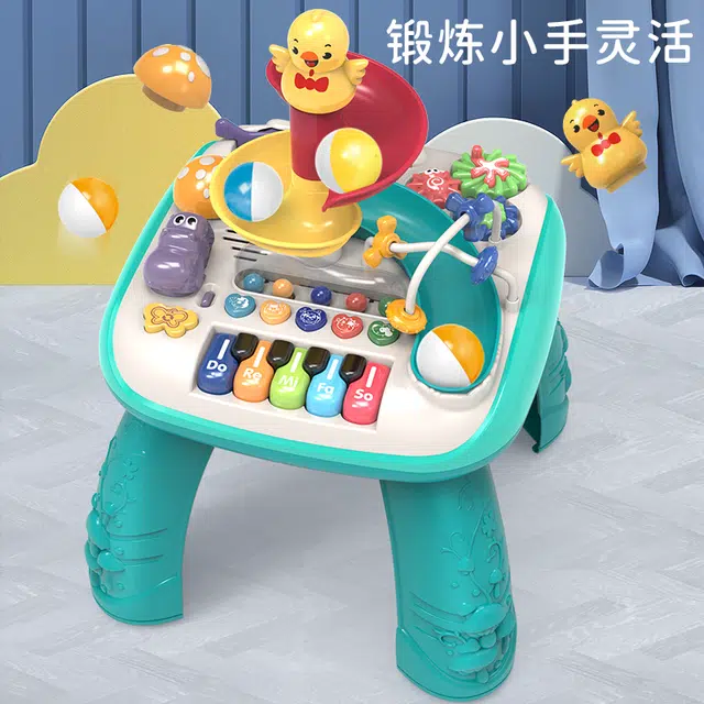 古欧 多功能游戏桌滚滚乐电子琴多合一 陪伴 早教益智玩具