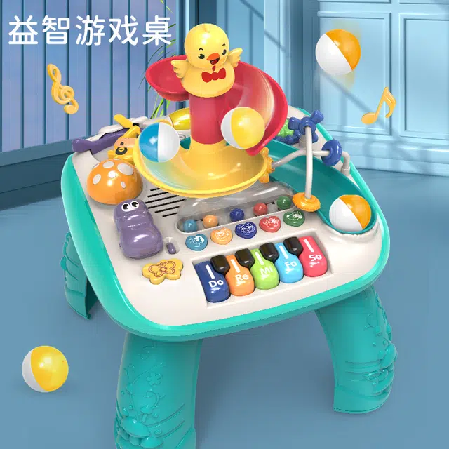 古欧 多功能游戏桌滚滚乐电子琴多合一 陪伴 早教益智玩具