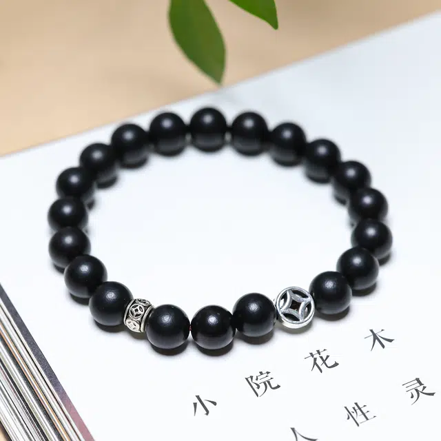 弘浪 新中式小众百搭招财进宝时来运转八方来财吉祥纳福平安潮流轻奢意好转运暴富小众百搭高级转运 黑檀 手串 男女同款情侣款