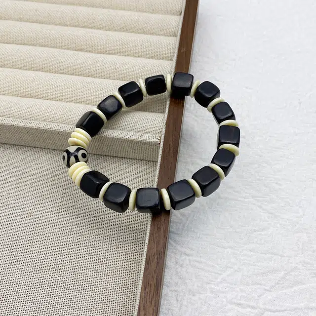 弘浪 国潮新中式文玩复古心有所属原创简约大气转运珠招财纳福万事顺遂盘玩百搭串珠#好运 黑檀 手串 男女同款情侣款