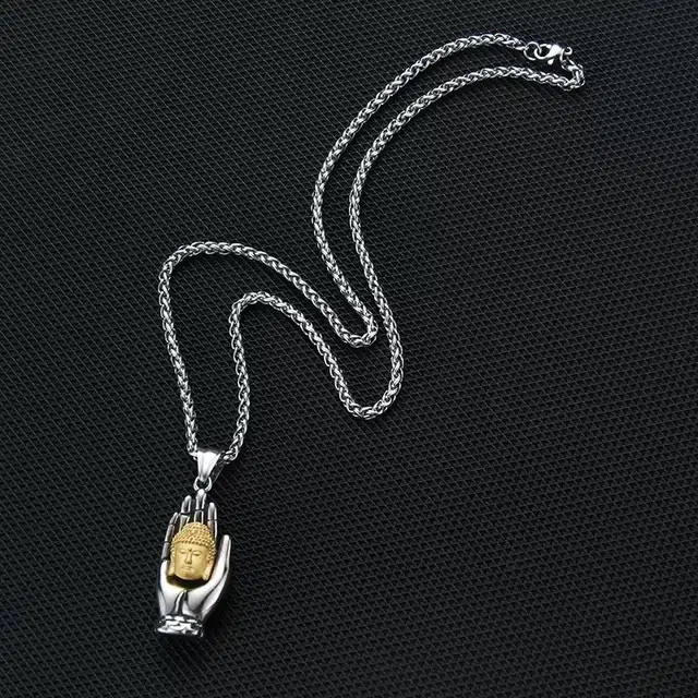 弘浪 复古嘻哈高级感冷淡风百搭时尚设计感小众轻奢个性掌中佛 赛博朋克风篮球叠戴 小众国潮解构设计风前卫 钛钢 项链 男女同款情侣款