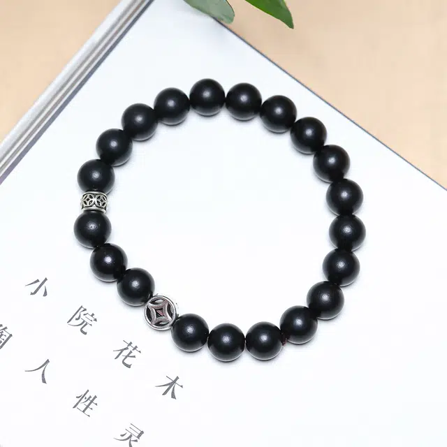 弘浪 新中式小众百搭招财进宝时来运转八方来财吉祥纳福平安潮流轻奢意好转运暴富小众百搭高级转运 黑檀 手串 男女同款情侣款