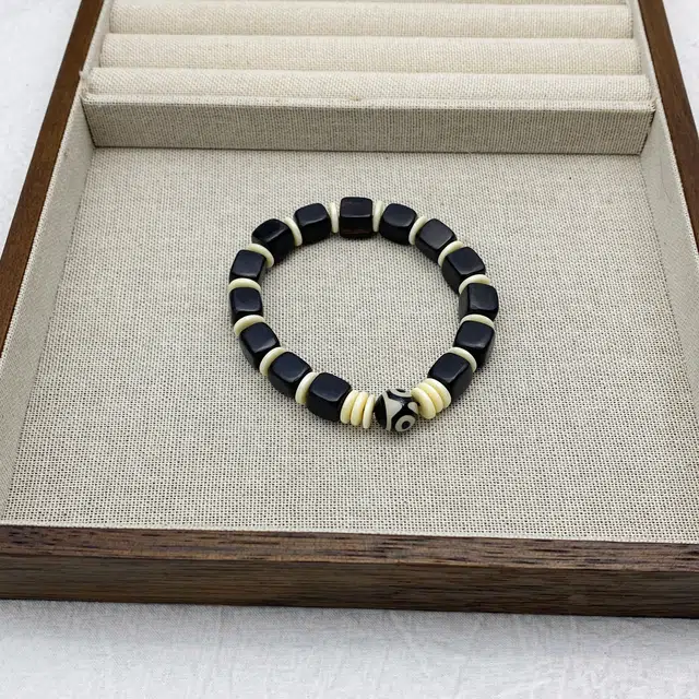 弘浪 国潮新中式文玩复古心有所属原创简约大气转运珠招财纳福万事顺遂盘玩百搭串珠#好运 黑檀 手串 男女同款情侣款