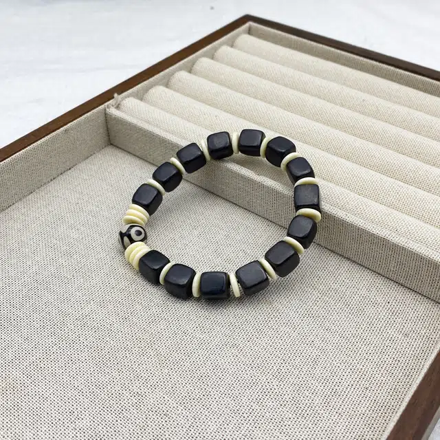 弘浪 国潮新中式文玩复古心有所属原创简约大气转运珠招财纳福万事顺遂盘玩百搭串珠#好运 黑檀 手串 男女同款情侣款