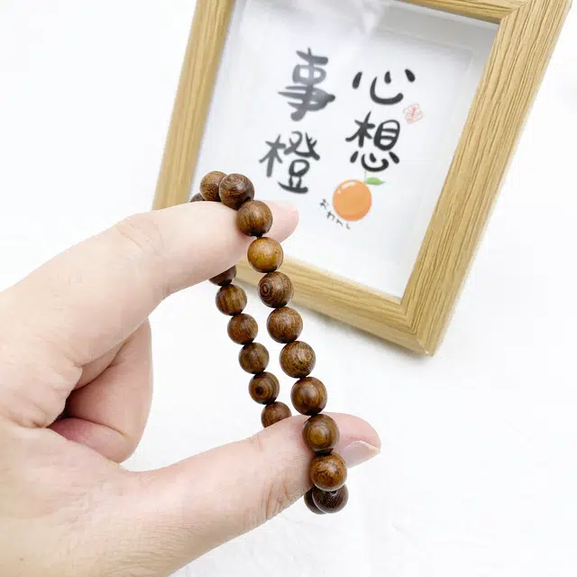 弘浪 时来运转国潮复古简约好运纳福佛珠盘玩文玩吉祥如意素圈简约文艺复古念珠招财转运 金丝檀木 手串 男女同款情侣款