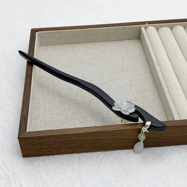 弘浪 国潮新中式小众精美造型设计高级甜蜜饰爱 轻奢时尚通用简约通勤百搭凤求凰流苏步摇国风手工发钗发饰头饰#好运 黑檀 发簪 女款