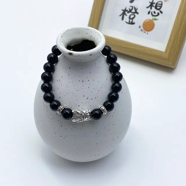 弘浪 新中式国潮潮流春秋蝉复古文艺本命年转运招财纳福财源广进平安天官赐福小众高级简约百搭佛珠念珠 黑檀 手串 男女同款情侣款
