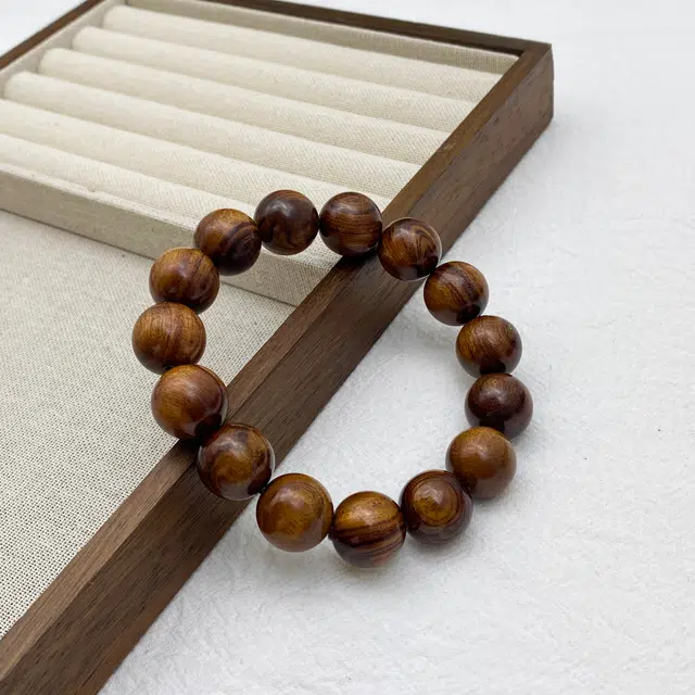 弘浪 新中式国潮纳福招财吉祥如意文玩佛珠招财转运珠国风新中式文玩佛珠上岸考试幸福美满吉祥好运八方来财 檀木 手串 男女同款情侣款