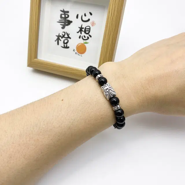 弘浪 新中式国潮潮流春秋蝉复古文艺本命年转运招财纳福财源广进平安天官赐福小众高级简约百搭佛珠念珠 黑檀 手串 男女同款情侣款