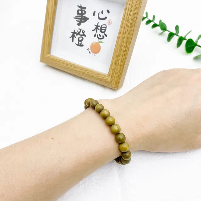 弘浪 新中式国潮国风文玩佛珠素圈简约款文艺复古转运单圈轻奢感小众设计诸事顺遂财源滚滚好运连连事业有成 绿檀 手串 男女同款情侣款