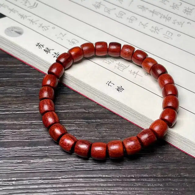 弘浪 新中式国潮文艺森系文玩串珠 古风转运珠古风绕指柔念珠 大吉大利水逆退散国风复古老型珠桶珠文玩 紫檀属 手串 男女同款情侣款