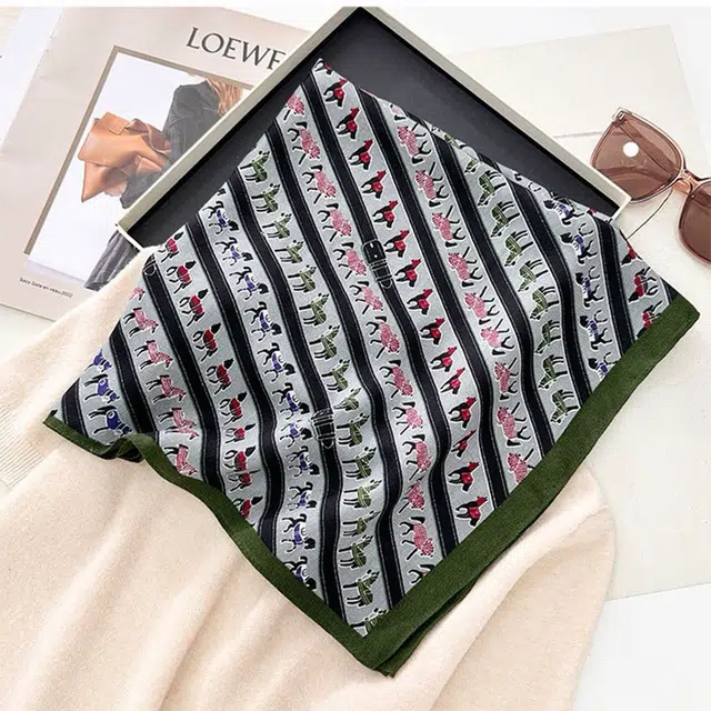 优幽兰 时尚百搭系脖高级感复古小方巾设计感小众老钱风领巾妈妈优雅气质减龄薄围巾衬衫西装包包装饰 丝巾 女款