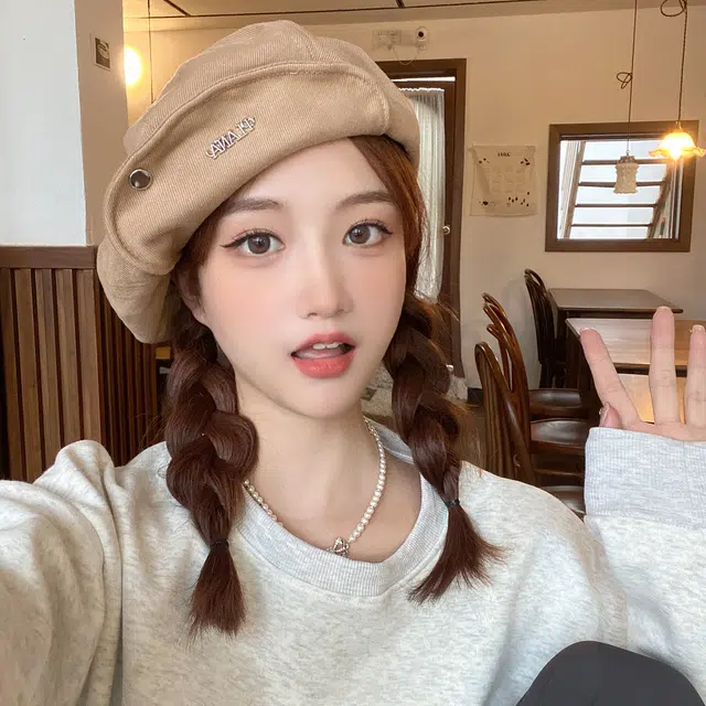 优幽兰 百搭帽子秋冬季时尚韩版休闲甜美伦风小众加厚大头围可爱 棉 贝雷帽 女款