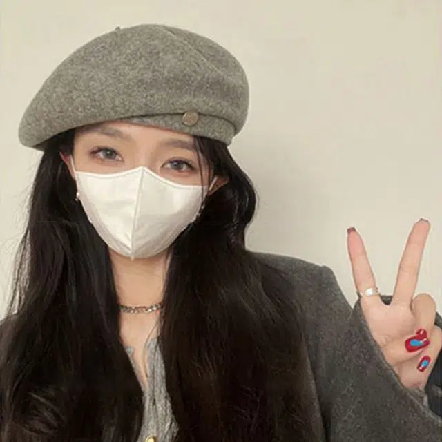 优幽兰 韩版潮流高级感显脸小画家帽时尚百搭加厚保暖八角帽休闲简约纯色防风防寒甜美淑女蓓蕾 绵羊毛 贝雷帽 女款