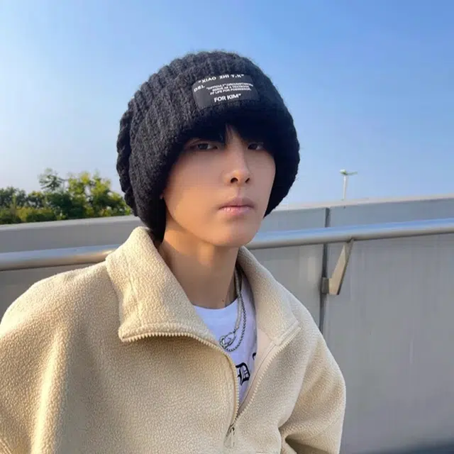 优幽兰 休闲简约纯色高级感潮保暖百搭显脸小韩版潮流宽松大头围帽子 聚酯纤维 绒线帽 男女同款情侣款