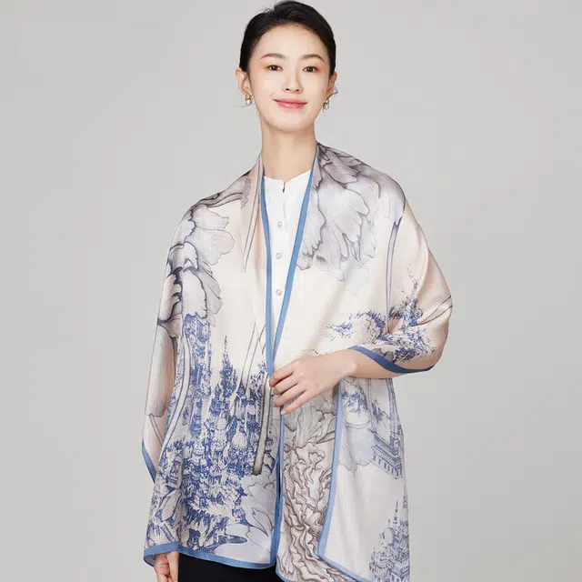 优幽兰 时尚百搭小众高级感温柔气质优雅长条真丝四季通用防晒休闲舒适 桑蚕丝 丝巾披肩围巾纱巾 女款