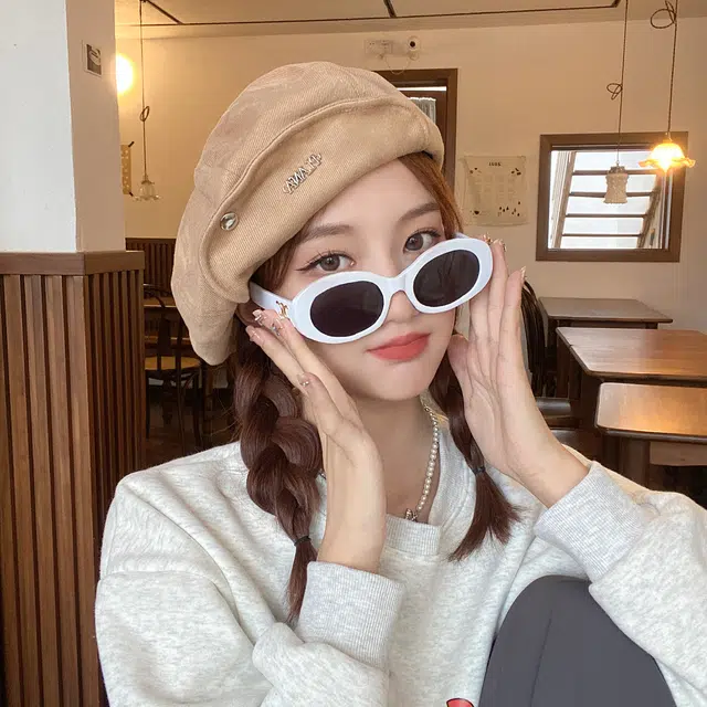 优幽兰 百搭帽子秋冬季时尚韩版休闲甜美伦风小众加厚大头围可爱 棉 贝雷帽 女款