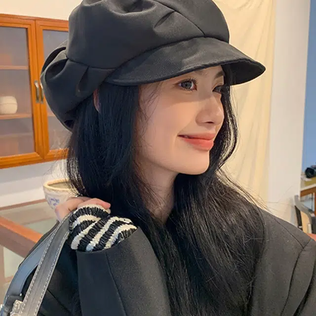 优幽兰 加厚大头围画家防风防寒保暖护耳高级感小众 贝雷帽 女款