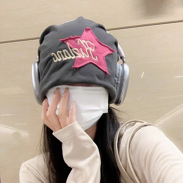 优幽兰 星星贴标显脸小防风防寒加厚保暖高级感 棉 绒线帽 女款