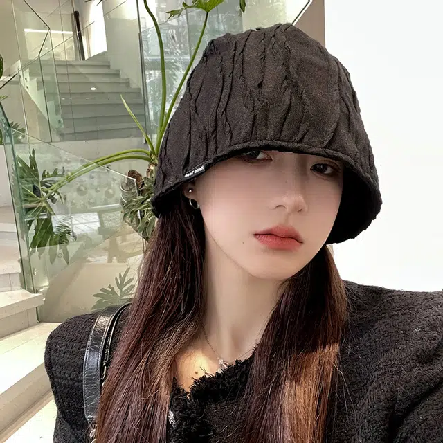 优幽兰帽子女高中生韩版显脸小水桶帽日系百搭渔夫帽高级感大头围帽子女秋冬季防风防寒加厚保暖冷帽闺蜜韩系穿搭