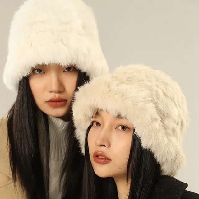优幽兰 韩版显脸小 纯色防风防寒 加厚保暖高级感小众 兔毛混纺 渔夫帽 女款